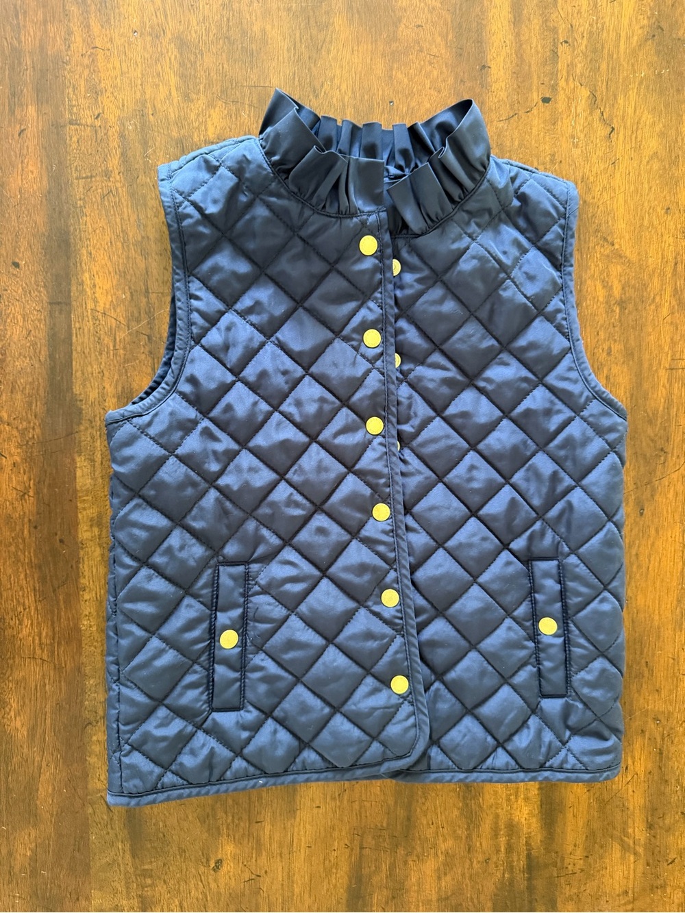Janie and Jack Quilted Navy Vest with gold Snaps
